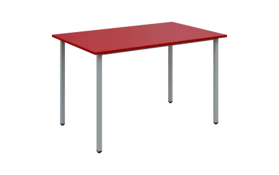 JSB 120N Jídelní stůl 1200 x 800 mm, deska červená flamengo / podnož stříbrná